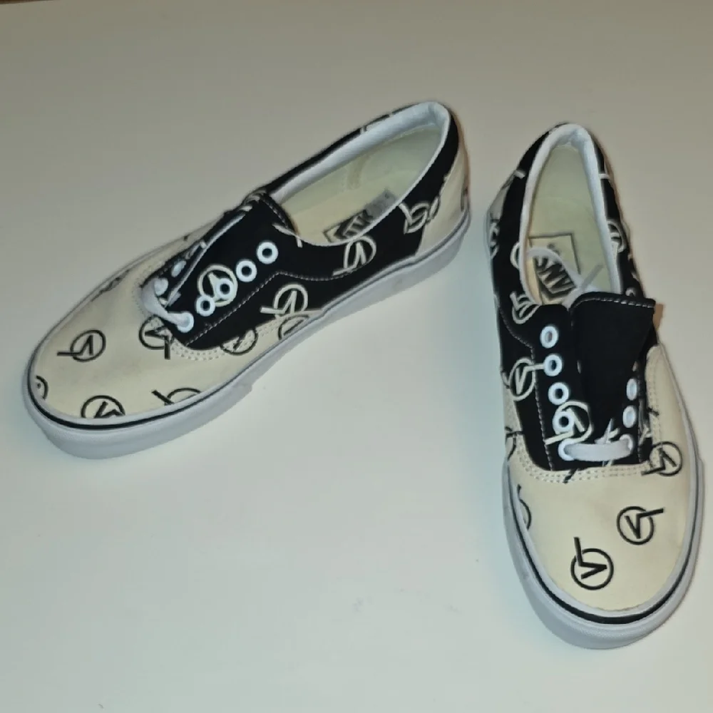 Vans Black and Cream Logo Sneakers - Picture 1 of 5